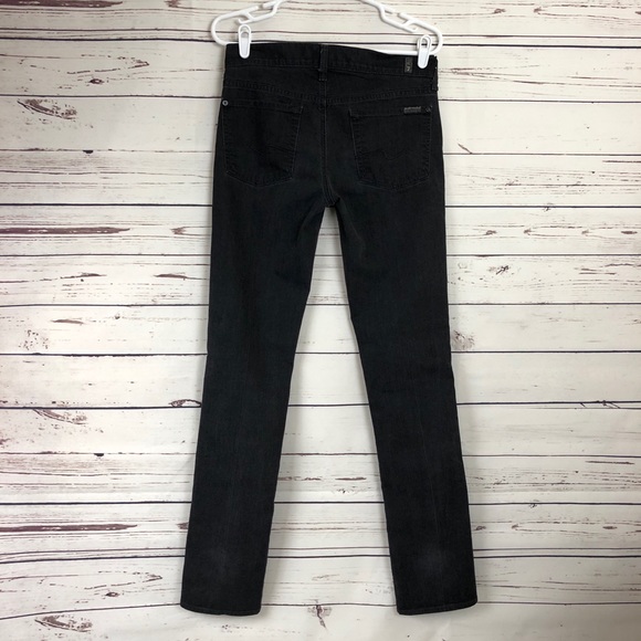 7 For All Mankind Straight Leg Jeans Washed Black - Picture 3 of 6